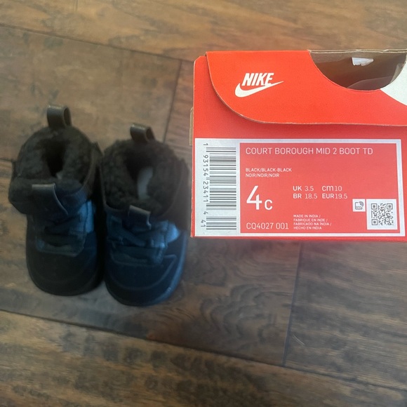 NIKE Court Borough Mid 2 TD Black Toddlers Shoes Size 4c CQ4027 001 New In Box - Picture 6 of 6